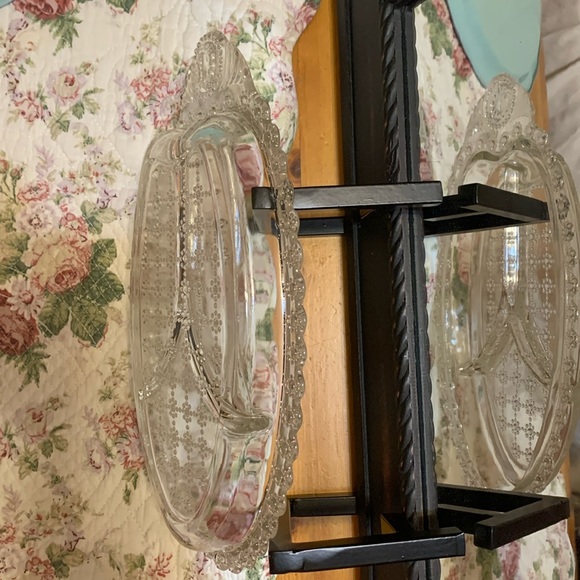 Vintage clear glass patterned relish serving dish tray, EUC - Picture 7 of 12